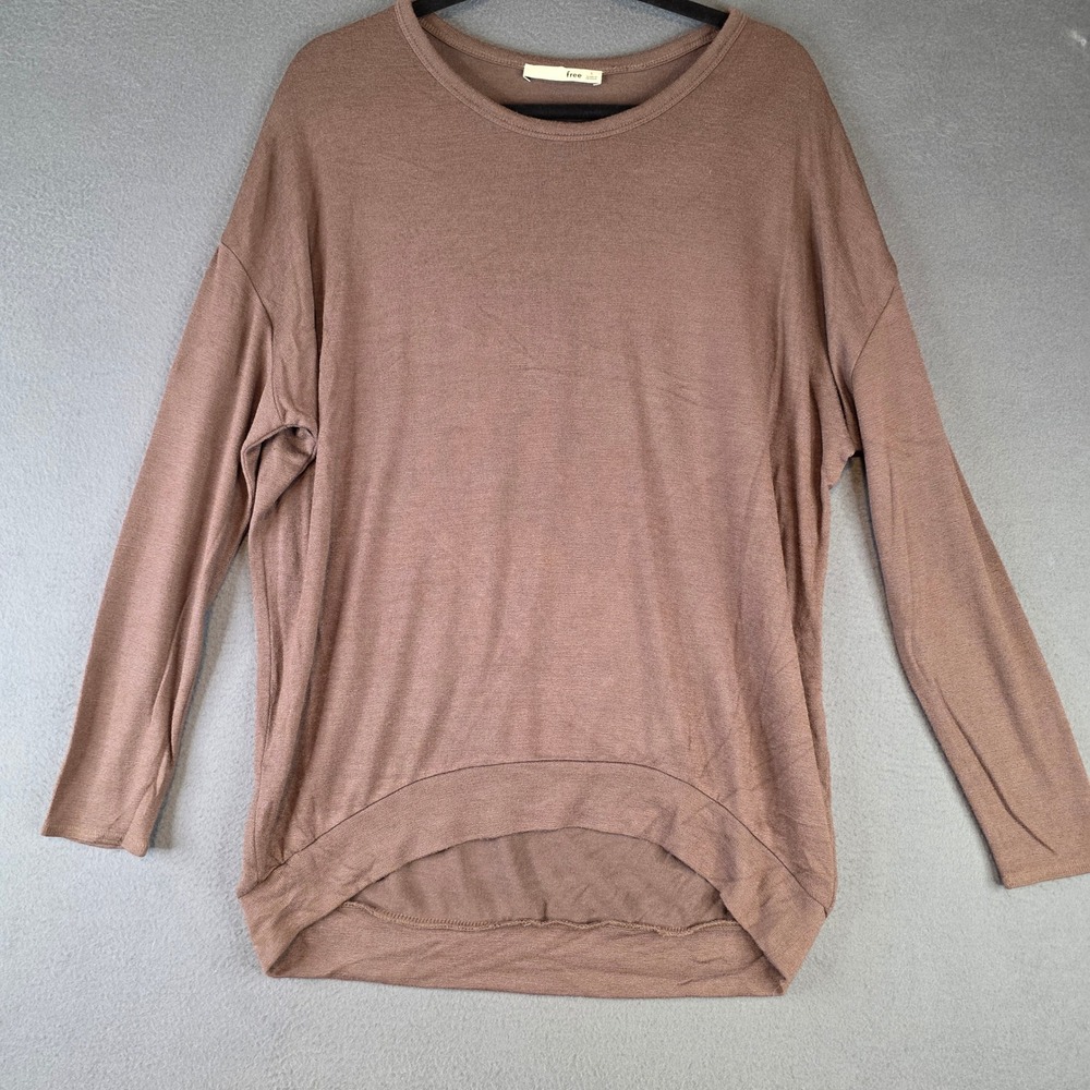 Wilfred Free Aritzia Brown High Low Long Sleeve Knit Top Small Oversized
